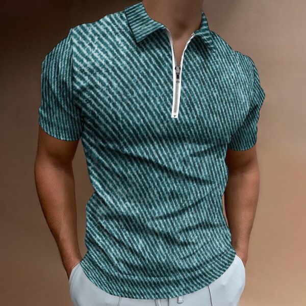 Grey Color Denim Look Short Sleeve Polo Shirt