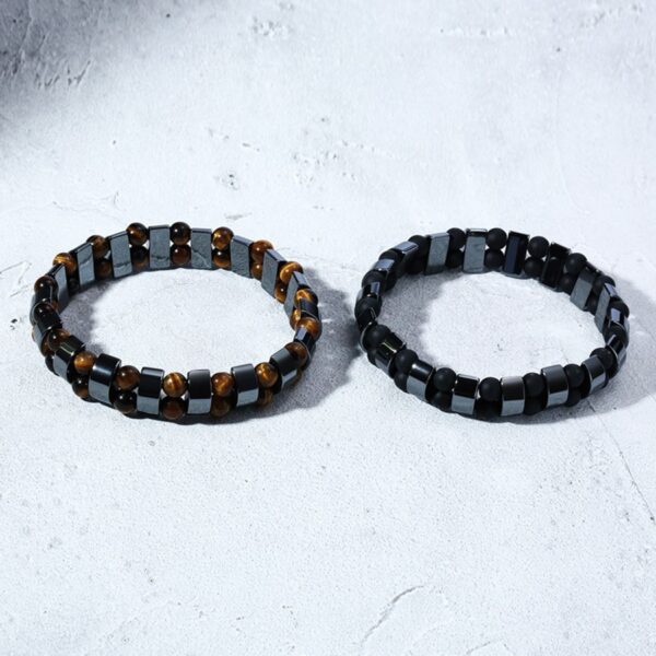 Double Hematite Tiger Eye Natural Energy Stone Bracelet - Image 5