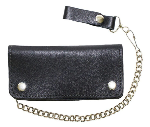 Heavy Duty Black Leather Motorcycle Chain Wallet - Image 2