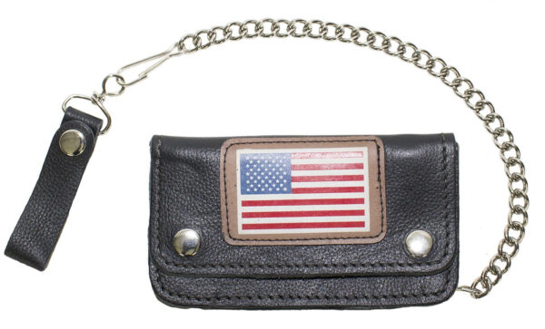 Leather Chain Wallet W/ USA Flag - Image 3
