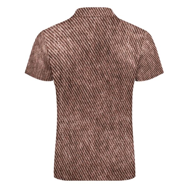 Brown Color Denim Look Short Sleeve Polo Shirt - Image 5
