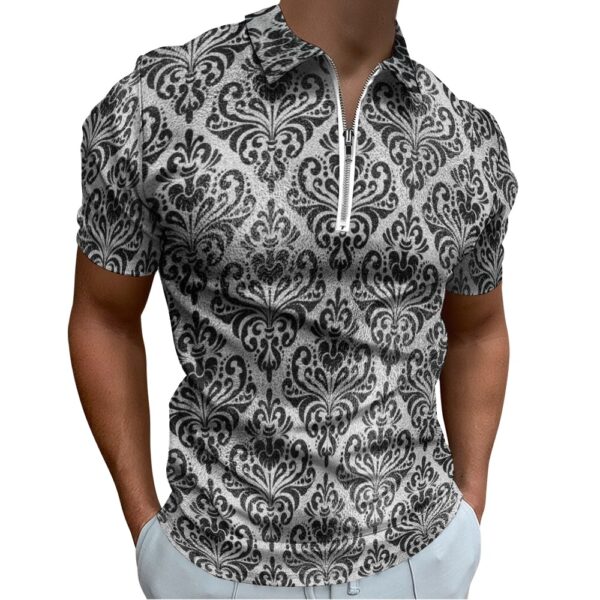 Damask Short Sleeve Polo Shirt - Image 3