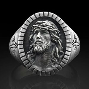 Vintage Silver Jesus Cross Ring