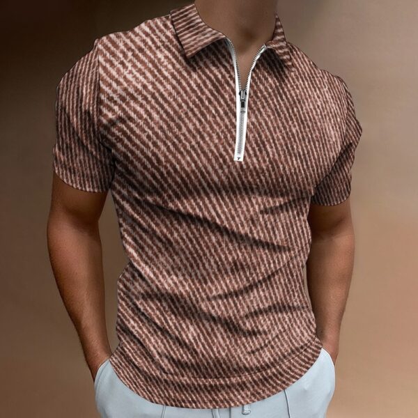 Brown Color Denim Look Short Sleeve Polo Shirt