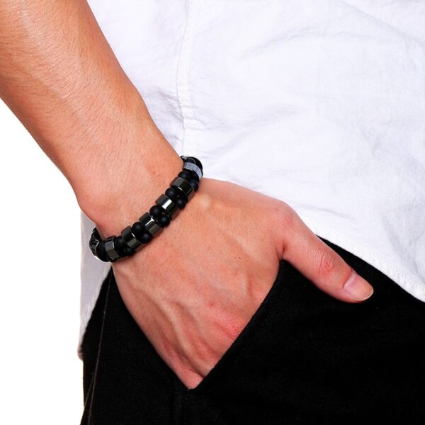 Double Hematite Tiger Eye Natural Energy Stone Bracelet - Image 8