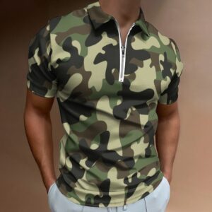 Green Camo Short Sleeve Polo Shirt