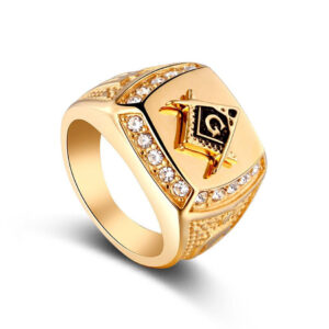 Vintage Crystal Masonic Gold Color Ring