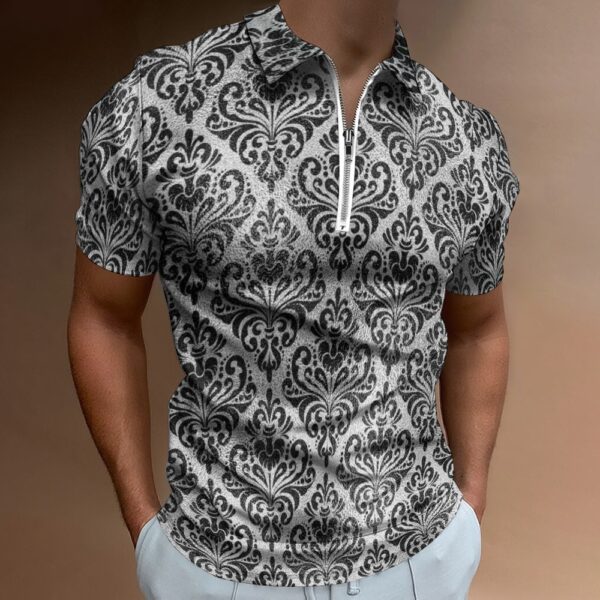 Damask Short Sleeve Polo Shirt