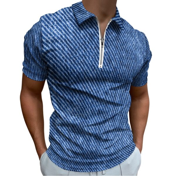 Blue Short Sleeve Polo Shirt - Image 3