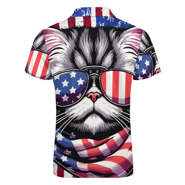 Patriotic Cat Short Sleeve Polo Shirt - Image 5