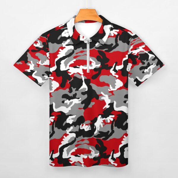 Red Camo Short Sleeve Polo Shirt - Image 4