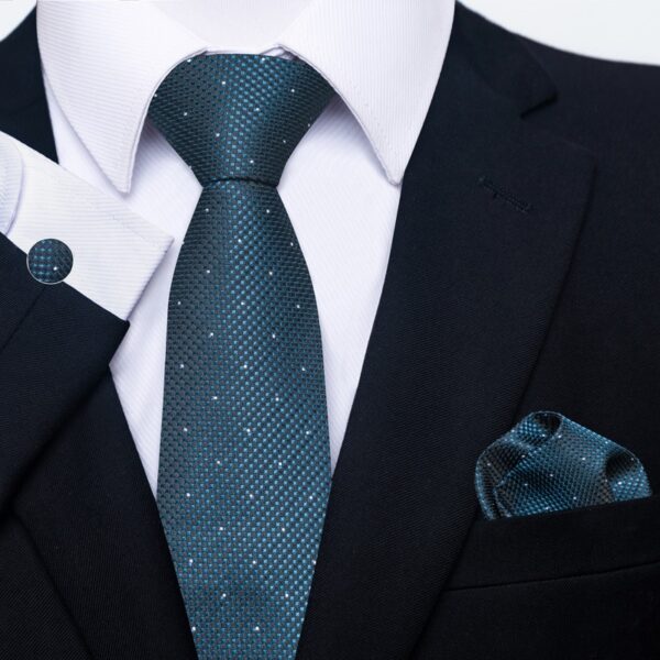 Patterned Necktie Hanky and Cufflinks Set - Image 47
