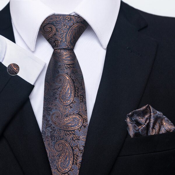 Patterned Necktie Hanky and Cufflinks Set - Image 26
