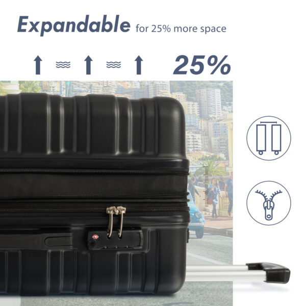 3 Pcs Black Hard Shell Luggage Set - Image 16