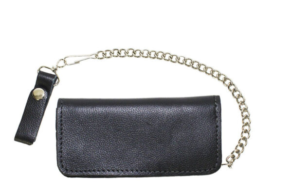 Black Naked Cowhide Leather Winged V-Twin Engine Multi-Pocket Wallet - Image 3