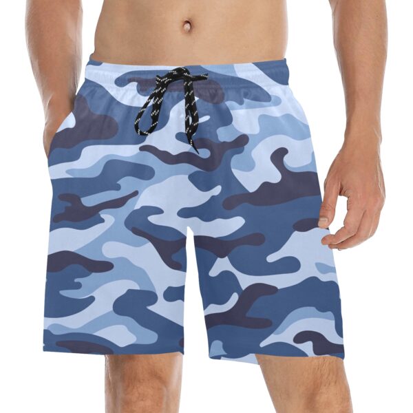 Blue Camo Men's Mid-Length Beach Shorts