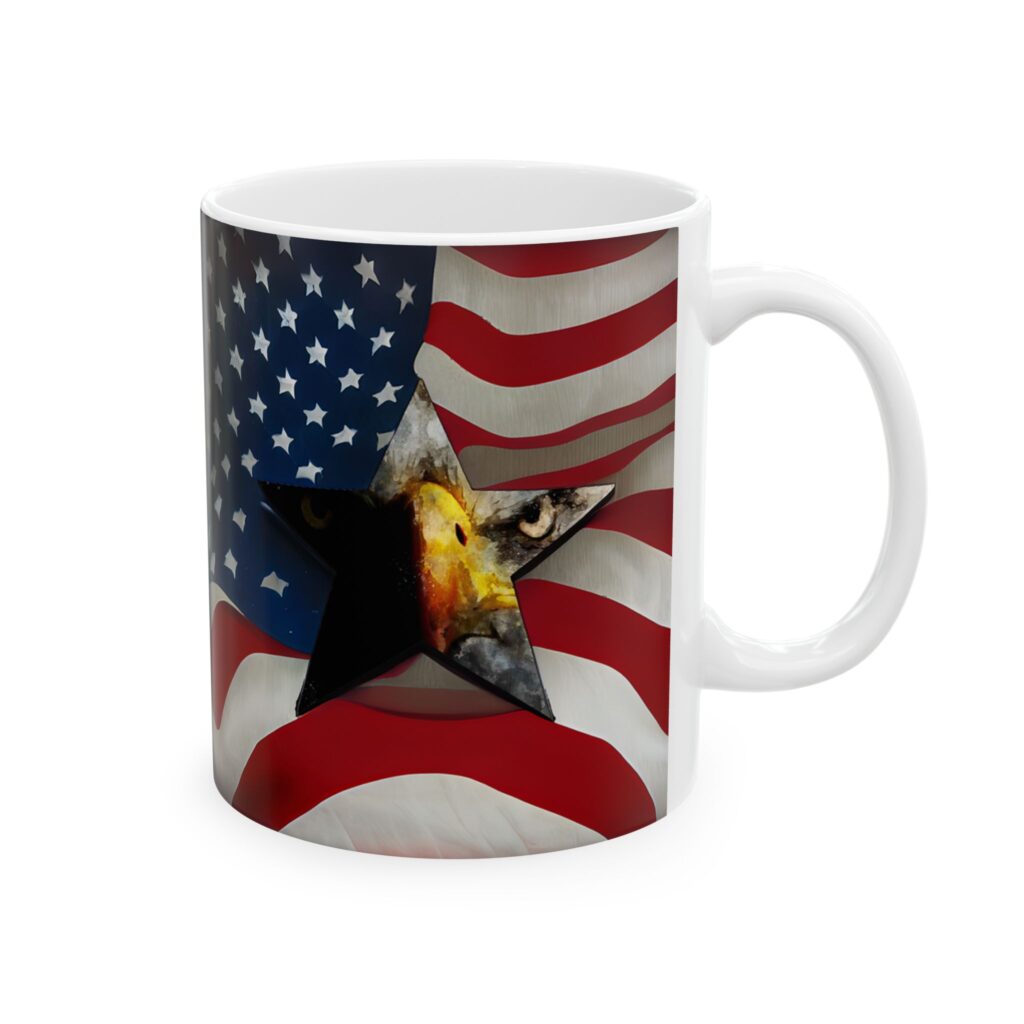 American Flag and Eagle Star Ceramic Mug 11oz