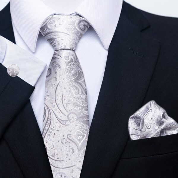 Patterned Necktie Hanky and Cufflinks Set - Image 20