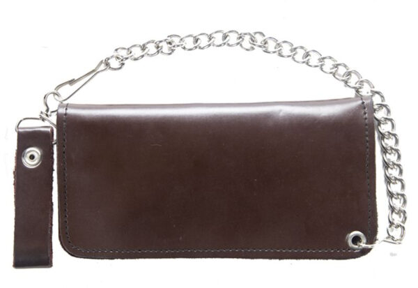 Dream Apparel Brown Bifold Motorcycle Chain Wallet - Image 3