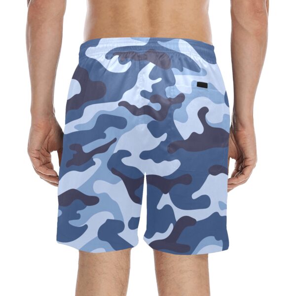 Blue Camo Men's Mid-Length Beach Shorts - Image 2