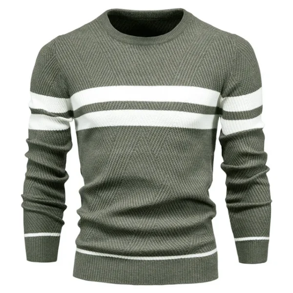 O-Neck Striped Pullover Knit Sweater - Image 8