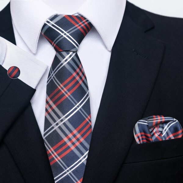 Patterned Necktie Hanky and Cufflinks Set - Image 5