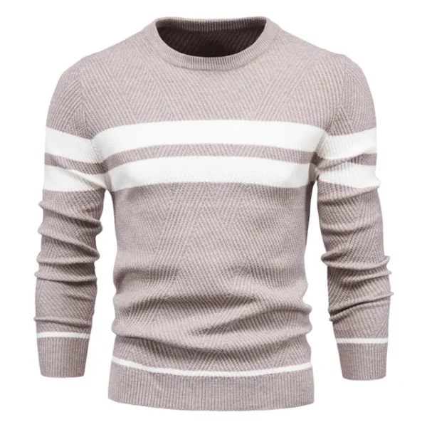 O-Neck Striped Pullover Knit Sweater - Image 10