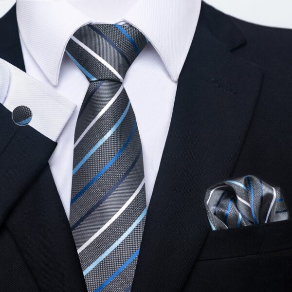 Patterned Necktie Hanky and Cufflinks Set - Image 17