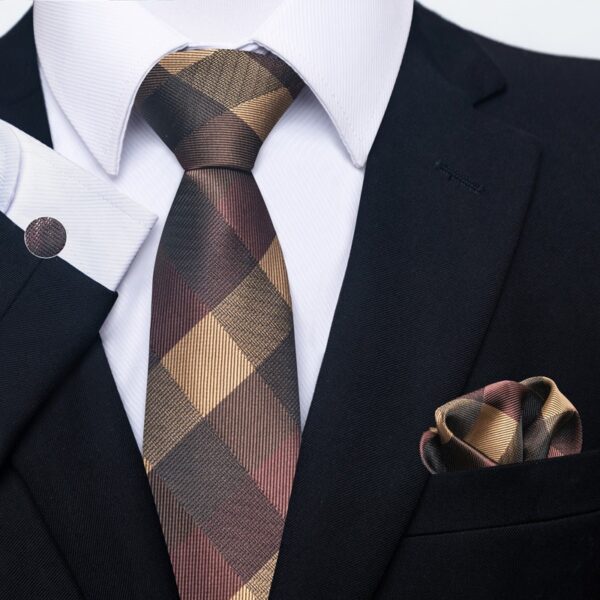 Patterned Necktie Hanky and Cufflinks Set - Image 28