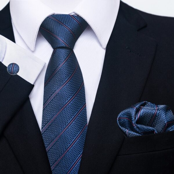 Patterned Necktie Hanky and Cufflinks Set - Image 54