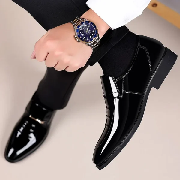 Patent Leather Loafer Style Pointy Toe Dress Shoes - Image 3