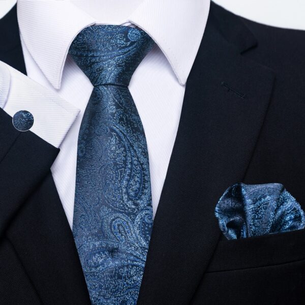 Patterned Necktie Hanky and Cufflinks Set - Image 51