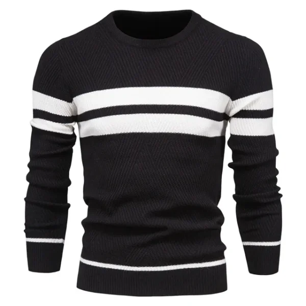 O-Neck Striped Pullover Knit Sweater - Image 7
