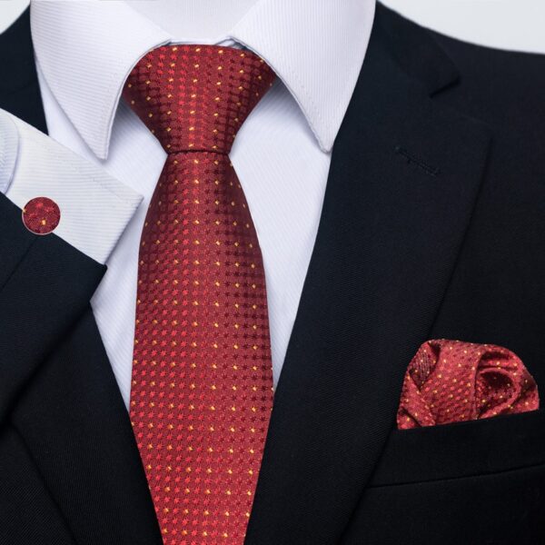 Patterned Necktie Hanky and Cufflinks Set - Image 41