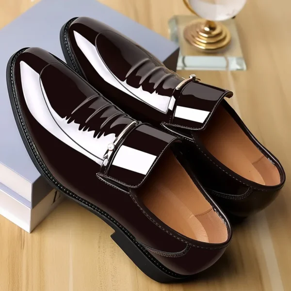 Patent Leather Loafer Style Pointy Toe Dress Shoes - Image 2