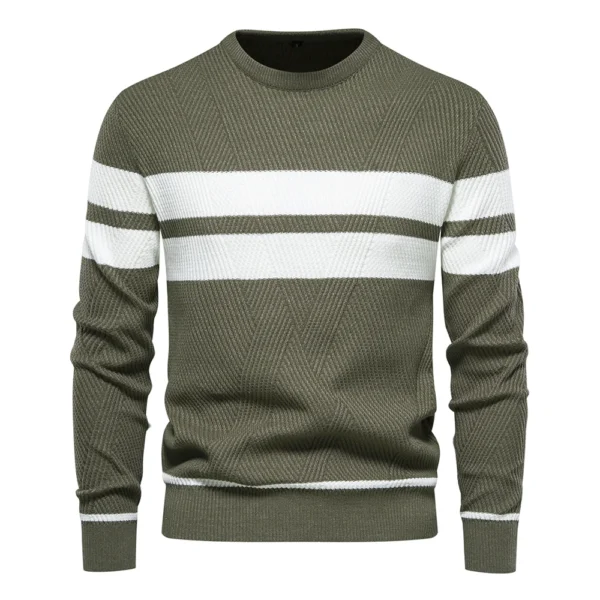 O-Neck Striped Pullover Knit Sweater - Image 6