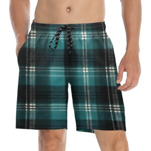 Plaid Men's Mid-Length Beach Shorts