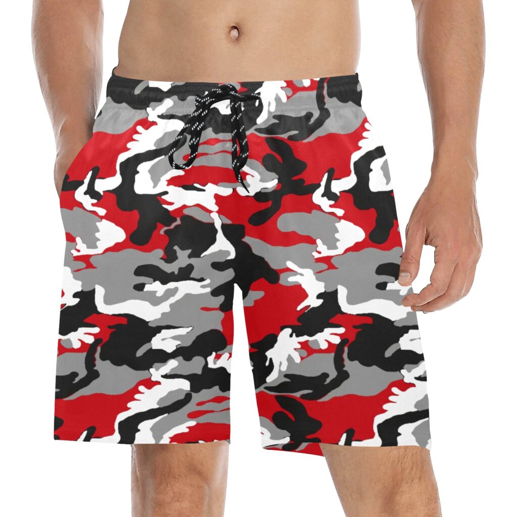 Colorful Camo Men's Mid-Length Beach Shorts