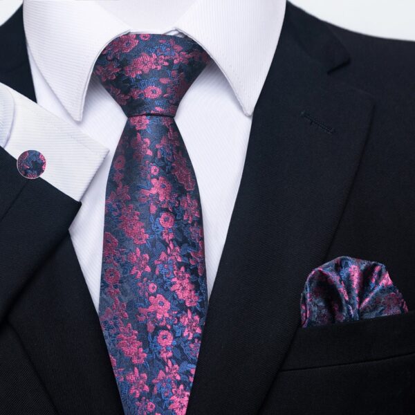 Patterned Necktie Hanky and Cufflinks Set - Image 8