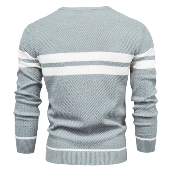 O-Neck Striped Pullover Knit Sweater - Image 2