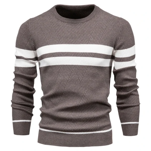 O-Neck Striped Pullover Knit Sweater - Image 9
