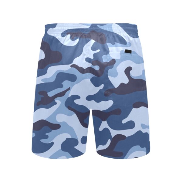 Blue Camo Men's Mid-Length Beach Shorts - Image 4