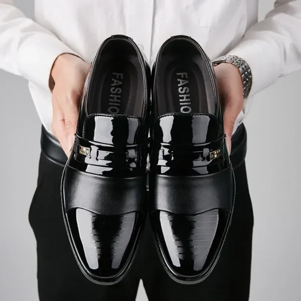 Leather Oxfords Pointy Dress Shoes - Image 2