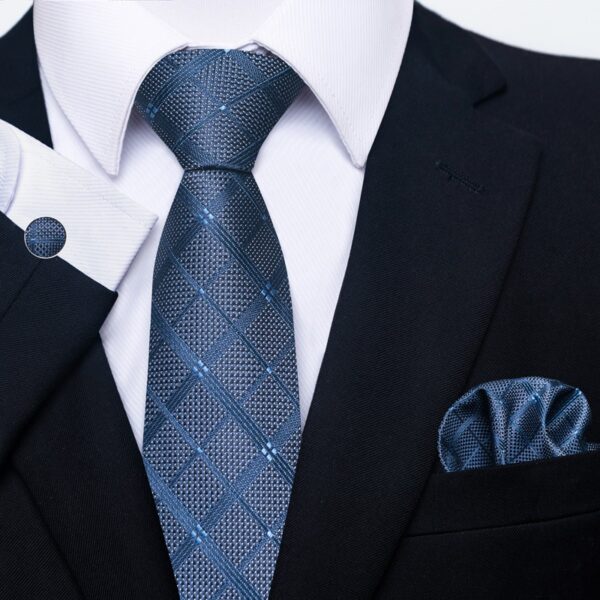 Patterned Necktie Hanky and Cufflinks Set - Image 52