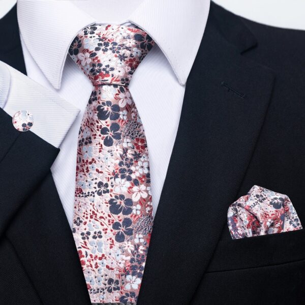 Patterned Necktie Hanky and Cufflinks Set - Image 6