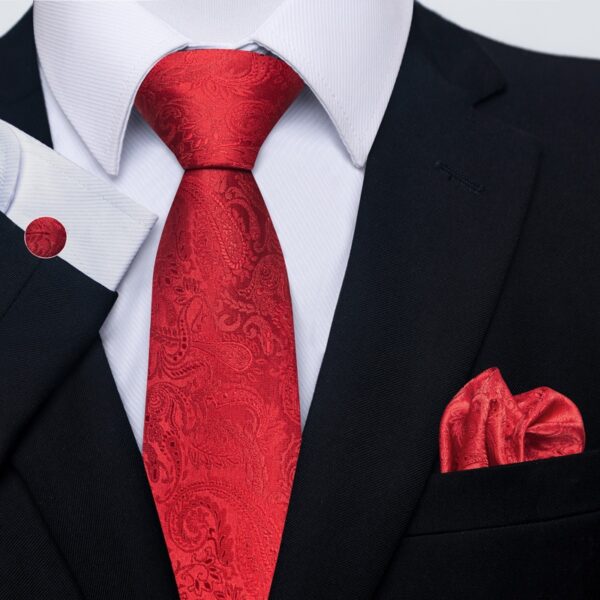 Patterned Necktie Hanky and Cufflinks Set - Image 38