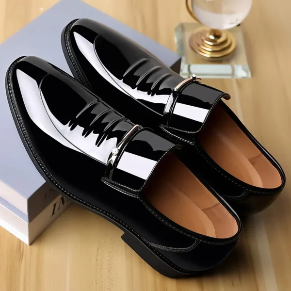 Patent Leather Loafer Style Pointy Toe Dress Shoes - Image 6