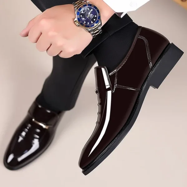Patent Leather Loafer Style Pointy Toe Dress Shoes - Image 7