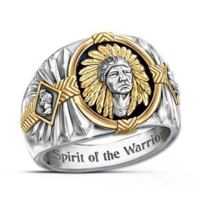 SPIRIT OF THE WARRIOR Inscribed Gold Silver Ring