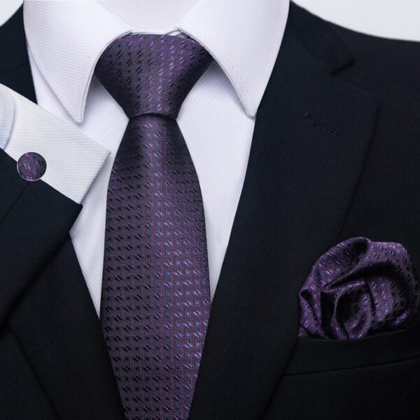 Patterned Necktie Hanky and Cufflinks Set - Image 2